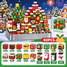 80pcs Christmas Travel Magnetic Building Blocks, DIY Stacking Toy, Magnetic Construction Toy, STEM Learning Blocks Set With Storage Box, Learning To Build, Blocks Help Develop Imagination, Enhance Hands-On Ability And Creativity, Suitable As Back To School Gift, Birthday Gift, Christmas Gift, New Year Gift For Boys And Girls - Multicolor - View 7