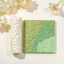 1PC Leaves Pattern Embossing Polymer Clay Texture Roller Plants Embossing Tool Suitable For Ceramics Pottery Sculpture Jewelry Making And Art Design Handicraft Products, Pottery Embossing, Decorative Patterns, Tree Leaves Sculpture Tools - Yellow - View 3