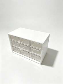 1pc 9-Grid Plastic Desktop Storage Box, Drawer-Style Desktop Organizer, Hair Accessory Storage Box, Room Decor, Girls/Baby Girls Supplies Storage - Multicolor - View 10