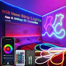 Acosh Neon 5V Neon Strip Light RGB Flexible Cuttable Multilength Smart App & IR Remote Control Music Sync Color Changing LED Rope Light Romantic Atmosphere Lighting For Bedroom Living Room Party Holiday Gaming Decor - RGB - View 14