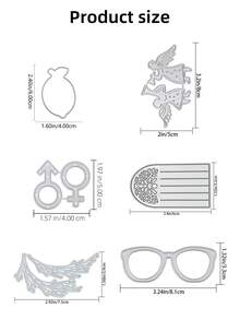 Set Of 6 Metal Cutting Dies Decorative Embossing Die-Cut For Photo Album Invitation Card Making, DIY Handmade Scrapbook Crafts Stencil Supplies - As Shown In the Picture - View 6