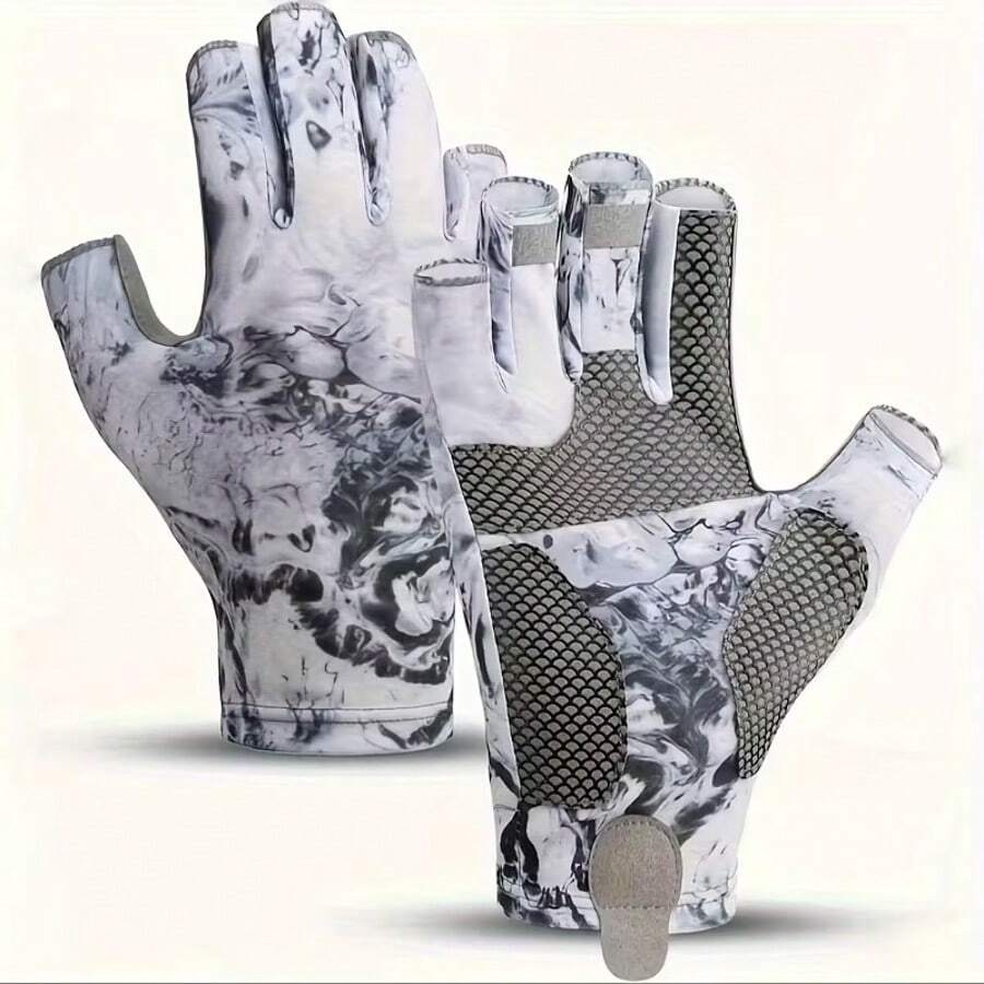 1pair/Set Premium Fishing Gloves - Men's And Women's, Durable For Sailing, Kayaking, Rowing, Fingerless Design, Ideal Choice For Outdoor Water Sports Enthusiasts - Multicolor - View 1