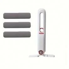 4 Pcs / 1 Set (1 White Handle + 3 Mop Heads) Mini Mop With Self-Squeeze Mechanism - Portable, White Synthetic Fiber Cleaning Tool, Suitable For Home, Living Room, Bedroom, Furniture And Window Cleaning, Window Cleaning Tool | Modern Mini Mop | Compact Design - Set - View 3