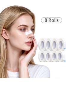 8 Gulungan Plester Hidung Non-Woven untuk Pembentukan Hidung Rhinoplasti, Plester Kertas Hipoalergenik, Plester Mikropori Bernapas, Perekat (Putih) - Putih - View 1