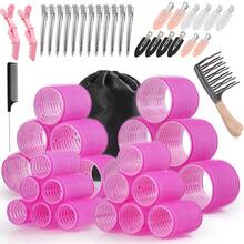 53 cái lô cuốn tóc kèm kẹp, 4 kích cỡ cho tóc dài lớn, trung bình, ngắn, tóc dày và tóc mỏng, tạo độ phồng, nâng tóc và tạo kiểu DIY - Nhiều màu - Xem 18