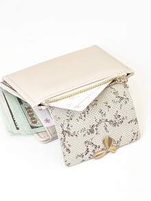 New Floral Patchwork PU Leather Short Women's Wallet, Multi-Color Sweet & Cute Bi-Fold Card Holder, Simple Coin Purse With Ribbon Strap - Multicolor - View 3