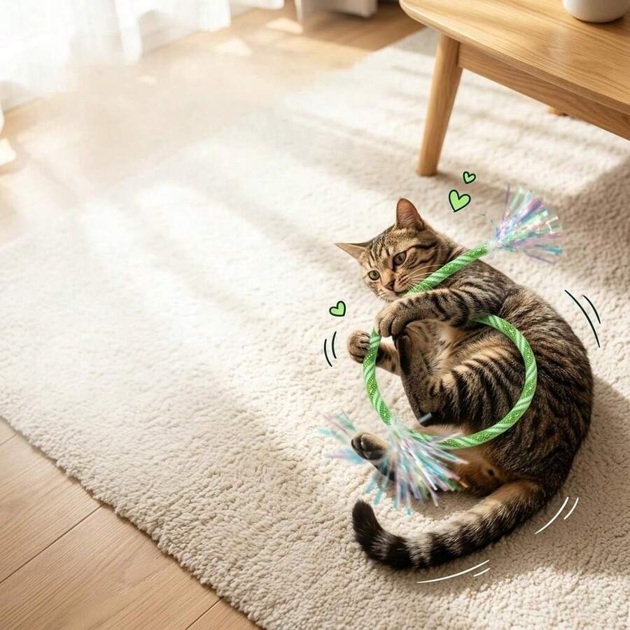 1pc Deformable Twist Rope Cat Toy With Crinkle Paper, Bendable And Shapeable, Makes Sound, Cat Self-Entertainment - Multicolor - View 1