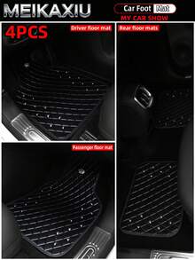 MEIKAXIU 1/2/4PCS Soft Leather Embroidered Crown Rhinestone Blingbling Car Floor Mats, Easy To Clean, Wear-Resistant, Dirt-Resistant, Universal Fit Car Floor Mat Protective Pad For Women - Soft Leather Rhinestone Crown Car Floor Mat - View 2