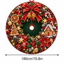 1pc Christmas Wreath Large Bow Pattern Christmas Tree Skirt, Elegant Color Holiday Decoration, 5 Sizes, Unisex Holiday Gift, Suitable For Home And Party Christmas Home Decor - Christmas Wreath Large Bow - View 11