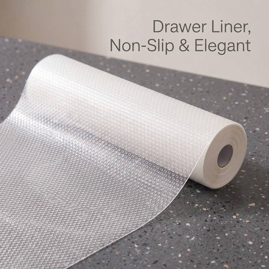 Non-Adhesive Non-Slip Multi-Function Drawer Liner, Waterproof, Oil-Proof, Mold-Proof, Moisture-Proof, With Built-In Scale For Free Cutting, Washable And Reusable. Suitable For Kitchen Cabinets, Wardrobes, Shoe Racks, Refrigerator Shelves, Dust-Proof, Scratch-Resistant, Protects Cabinet Body, Practical Home Storage Protective Pad.