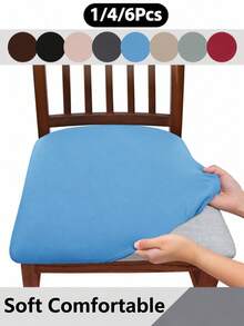 Solid Color High Elastic Chair Seat Cover, Dust-Proof And Wear-Resistant, Suitable For Restaurant Chairs, Office And Home Decor, Washable Dust-Proof Protective Cover, Suitable For Restaurant, Hotel, Home Bench Use, Universal Milk Silk Chair Seat Cover, Restaurant Chair Cover, Dining Chair Cover, Restaurant Chair Cover Set, 1, 4 Or 6 Pieces - Monochrome - View 10