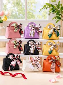 Gift Her/Him A Set Of 28 Luxury PU Leather Gift Bags And Ribbons - Includes 14 Mini Handbags And 14 Ribbons, Suitable For Wedding Gifts, Banquet, Birthday Party Supplies, Party Fashion Gift Packaging, Random Colors - Multicolor - View 5