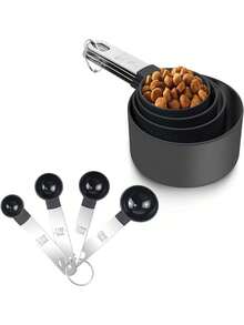 8pcs Measuring Cups And Spoons Set, Stackable Cups And Spoons, Nested Measuring Cups With Stainless Steel Handles, Kitchen Gadgets For Cooking And Baking - Multicolor - View 8