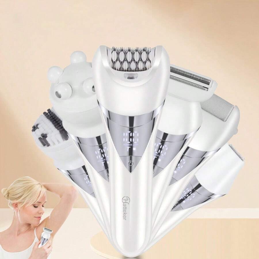 Hatteker 1pc 6-In-1 Electric Epilator Multi-Function Women's Shaver Body Hair Trimmer Bikini Area Razor Set