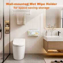 1pc Wall-Mounted Wet Wipes Storage Rack, No-Drill Paper Towel Holder, Multi-Functional Wall-Mounted Paper Towel Rack, Suitable For Flushable Wet Wipes, Paper Towels, Applicable For Bathroom, Kitchen And Toilet Storage - Multicolor - View 2