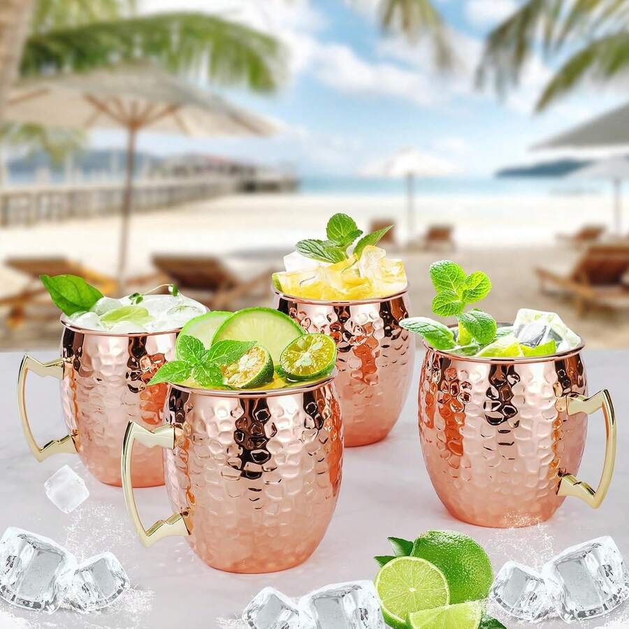 SOKANY Hammered Copper Moscow Mule Mug 16oz, Stainless Steel Inner ...