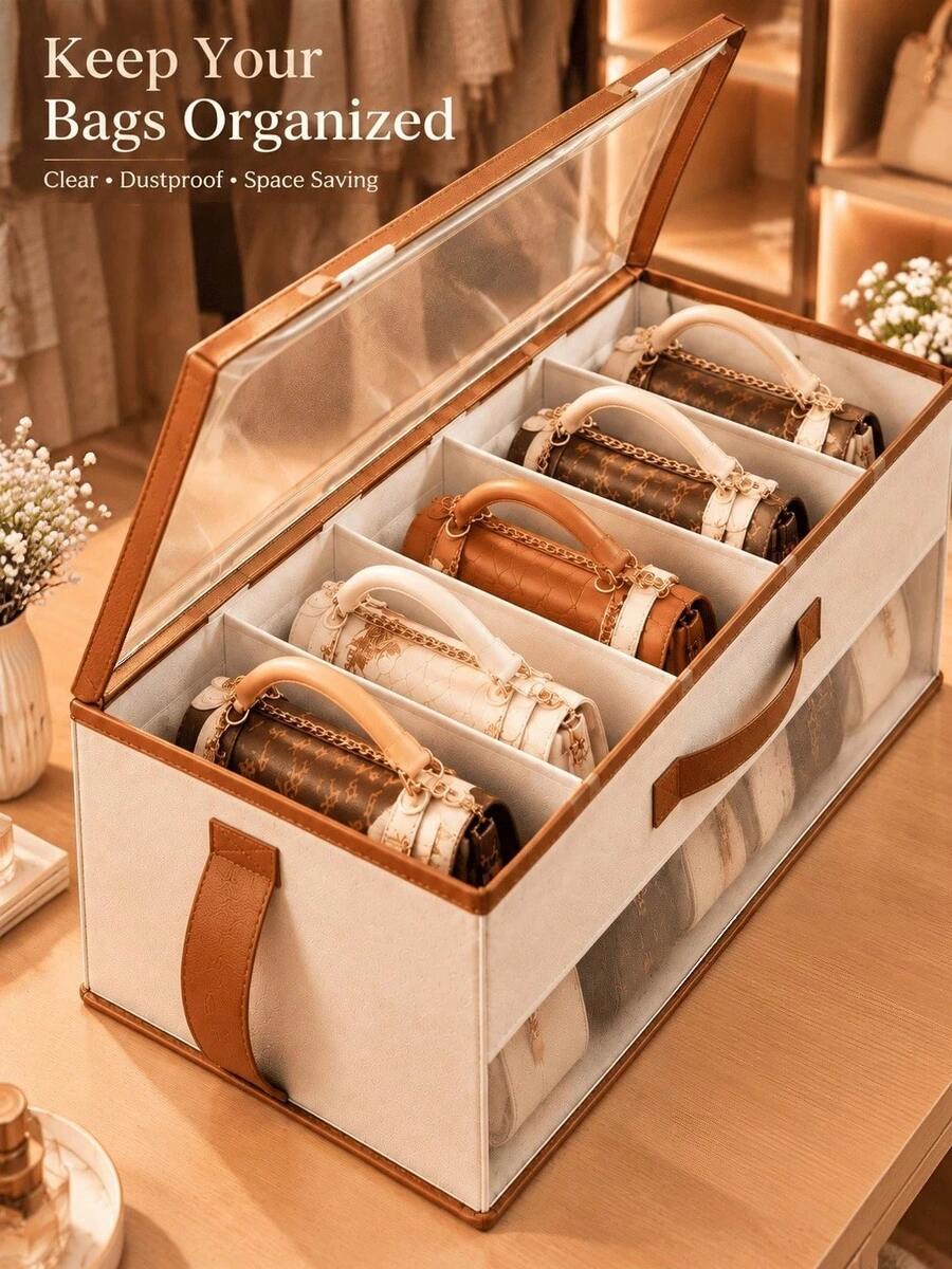 Handbag Storage Box, Closet Divider, Suitable For Handbags, Ties And Scarves; Space-Saving Design, Convenient For Storing Scarves; Sturdy Structure; Lightweight Divider; Multi-Functional Storage Box - Multicolor - View 1
