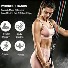 11-Piece Heavy Duty Resistance Band Set (Includes Handles) - For Strength Training, Muscle Building, Yoga And Home Fitness - A - View 5