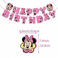 Pink Mouse Happy Birthday Banner, Pink Polka Dot Birthday Sign Banner For Birthday Party Decorations Supplies - Multicolor - View 6