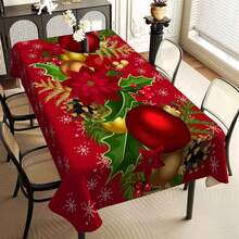 1pc Christmas Themed Tablecloth, Perfect For Holiday Dining, Parties, Weddings And Gifts - Durable Polyester Material, Rectangular - Multicolor - View 2