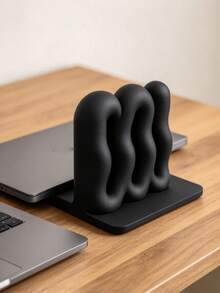 3D Printed Wavy Laptop Stand & Desktop Organizer, Dual Function Computer Support And Desk Storage. Unique Wavy Pattern With Artistic Design, 3D Printed With Fine Craftsmanship. Elevates Laptop To Optimize Viewing Angle, Assists Heat Dissipation, Frees Up Desk Space, Can Store Various Small Stationery. Compatible With Most Laptops, Suitable For Home, Office And Study, Practical Desktop Decor & Storage All-In-One Stand. - Multicolor - View 5