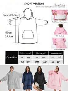 Unisex Wearable Hooded Blanket, Oversized Hooded Blanket Sweatshirt, Comfortable Warm Fleece Blanket With Sleeves And Large Pockets, Suitable For Adults, Indoor And Outdoor Use, Perfect Gift - Multicolor - View 2