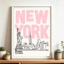 DIY 5D Pink New York Pattern Diamond Painting Kit, Full Round Diamond Painting Home Decor Handmade Craft Gift - View 3