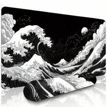 1pc Extra Large Japanese Black Wave Gaming Mouse Pad - Ergonomic Design, Non-Slip Rubber Base, Artistic Japanese Landscape Pattern, Suitable For Computer And Tablet, Durable, Smooth Surface, Computer Mouse Pad | Artistic Mouse Pad | Durable Mouse Pad, Large Mouse Pad - Multi-color - View 12