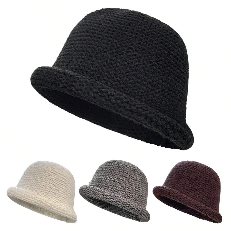 1pc Women's Bucket Hat With Heart And Star Brooch, Fashionable Casual Fishing Hat For Spring And Autumn, Suitable For Travel, Beach And Party - Multicolor - View 1
