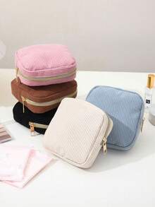 Sanitary Napkin Storage Bag, Corduroy Sanitary Napkin Storage Bag, Multi-Functional Storage Bag, Portable Storage Bag, Cosmetic Lipstick Bag, Portable Storage Bag, Cosmetic And Lipstick Storage Bag, Large Capacity Storage Bag For Sanitary Napkins - View 9