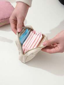Sanitary Napkin Storage Bag, Corduroy Sanitary Napkin Storage Bag, Multi-Functional Storage Bag, Portable Storage Bag, Cosmetic Lipstick Bag, Portable Storage Bag, Cosmetic And Lipstick Storage Bag, Large Capacity Storage Bag For Sanitary Napkins - View 11