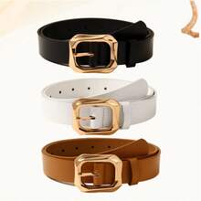 1/3pcs Plus Size PU Classic Belt Set With Alloy Buckle Decor, Women's Versatile Leather Belt, Suitable For All Seasons - Multicolor - View 7