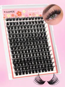 MAANGE 168簇DIY貓眼接睫毛套組，濃密蓬鬆睫毛，8-16mm簇狀單根假睫毛，混長可自由搭配，自然纖細，柔軟親膚，適合歐美眼型，旅行與日常配戴，女性禮物，簇狀睫毛，蓬鬆睫毛，接睫毛 - D - 查看 3