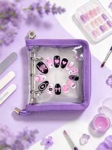 Nail Art Storage Bag, Mini 3-Ring Zipper Binder, Nail Tool Organizer (Nail Pusher, Mini Nail File), Shiny PVC Photo Card Holder, Portable Card Collection Album, Also Functions As Cash Budget Envelope, Lightweight And Space-Saving For Nail Art Display And Card Organization, Designed For Collectors And Nail Professionals, Perfect For Back To School And Holiday Gifts, Thoughtful Gift For Yourself Or Friends, Provides A Tidy Home For Nail Art Samples And Collection Cards - Multicolor - View 7
