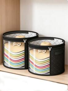 Extra Large Hat Storage Box Bag With Reinforced Handle, Lightweight Transparent Window Dual Zipper Closure Plastic Storage Box, Back To School Hat Organizer, Closet Organizer, Storage Room Wardrobe Organizer, Hat Storage Organizer, Travel Essential, College Dorm Essential - Multicolor - View 10