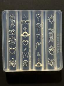 1pc Sweet & Cool Silicone Nail Art Mold, Diamond Cross & Lily Y2K Street Style 3D DIY Nail Decoration Mold - Clear - View 4