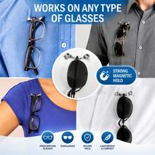1pc Magnetic Glasses Holder, Men's Multi-Functional Magnetic Brooch, Creative Storage Accessory For Earphones And Glasses, Durable Earphone Clip Tool, Suitable For Kitchen, Bathroom, Outdoor, Living Room, Bedroom - Magnetic Eyeglass Holder - View 4