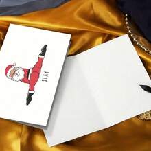 بطاقة عيد الميلاد المضحكة "Slay Santa" مع ظرف - بطاقة تهنئة كرتونية فكاهية لسانتا كلوز للأصدقاء والعائلة والزملاء، فارغة من الداخل - سانتا كلوز يقوم بحركة الشق - مشاهدة 7