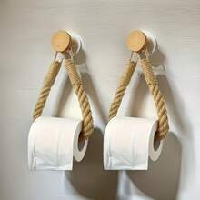 2-1pc Rope Paper Towel Holder, No-Drill Suction Cup Rotating Towel Rack, Towel Storage Rack, Face Towel Organizer, Wall-Mounted Hook, Wall Storage Paper Towel Rack, Home Storage Rack, Kitchen Bathroom Multi-Function Hook Storage Rack, Bohemian Style Decorative Paper Towel Holder, Strong Load-Bearing, Easy Installation And Removal, No Glue Residue, Suitable For Towels, Rags, Bath Sponges, Cleaning Brushes, Rental Home Storage, Christmas, Thanksgiving, New Year, Valentine's Day Best Gift Choice, Essential Storage Item - Multicolor - View 4