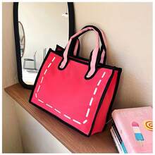 1 chiếc túi canvas phong cách anime/hoạt hình kiểu Nhật cho nữ, túi tote đeo vai phối màu dung tích lớn - Nhiều màu - Xem 13