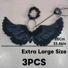 3pcs/Set Angel Feather Wings, Fairy Wand, Headband Set, Christmas/Halloween/Thanksgiving/Birthday Gift [Some Details, Colors Random] (Artificial Feather) (1/3pcs) - Multicolor - View 22