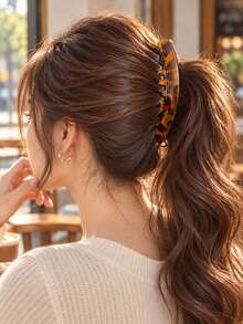 3/1pc Anti-Slip Strong Grip Acrylic Tortoise Shell Banana Hair Clips, Vintage Minimalist Hair Clips For Women Thick Hair Updo Hair Accessories - Multicolor - View 6