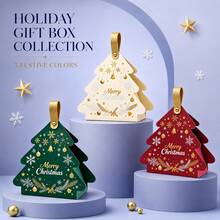 5pcs/Pack Cute Christmas Tree & Santa Claus Candy Gift Boxes, Christmas Packaging Gift Boxes, Baking Candy Cookie Boxes, Paper Boxes, Party Gift Decoration Boxes - View 1