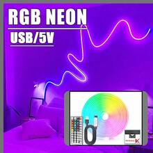 Acosh Neon Lampu Strip Neon LED RGB dengan Kontrol Jarak Jauh IR 44 Tombol, Lampu Tali Neon Fleksibel USB 5V, Lampu Neon LED Mode Multi-Warna untuk Kamar Tidur, Ruangan Dalam dan Dekorasi Harian Luar Ruangan - RGB - View 12