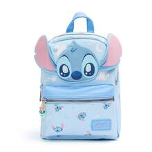 Miniso Disney Tas Ransel Mini Lilo & Stitch Lucu dengan Telinga 3D, Tas Ransel Kecil Motif Kartun Biru Muda, Tas Bahu Kasual untuk Perjalanan Sehari-hari - A - View 9
