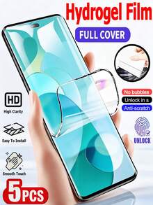 5Pcs HD Clear Hydrogel Screen Protector, Self Healing Flexible Soft Film Non Glass, Full Coverage Scratch Resistant Shatter Resistant Bubble Free Protective Film, Compatible With Motorola Moto Edge 70 60 50 40 Pro G85 G86 Series 10 11 9 8 7 6 Pro Series - Clear - View 2