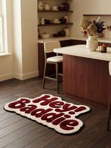 "Hey! Baddie"Text Rug,Soft,Available In Multiple Sizes,Perfect Holiday Gift,Suitable For Living Room,Study,Bedroom,Kitchen,Bathroom Rug,Bedside Rug,Creative Rug,Living Room Rug,Bedroom Rug,Bathroom Decorative,Home Decor,Kitchen Decor - Multicolor - View 4