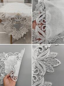 1件白色花朵造型餐墊，清新法式刺繡桌墊，適用居家早午餐、陽台下午茶、戶外庭院，春夏通用桌旗咖啡桌墊杯墊 - 彩色 - 查看 10