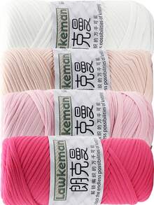 Lawkeman 4PCS/800g Premium Color T-Shirt Yarn, Elastic Fabric Crochet T-Shirt Yarn, Thick Handmade Polyester Fabric Ribbon Suitable For Crochet Bags/Baskets/Carpets, Home Decor, DIY Crafts - Multiple Styles - View 7
