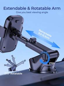 REMAX Universal Car Phone Mount For Dashboard Windshield, Strong Suction Cup Phone Holder With 360° Rotatable Extendable Arm, One-Hand Operation Washable Pad, Fits 4-7.2 Inch Phones,Car Accessories, Car Essentials, Car Stuff - Black - View 6